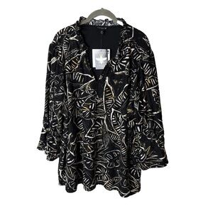 NEW Antthony Original Top Plus Size 2X 3/4 Sleeves Lined Bodice Eyelet Design